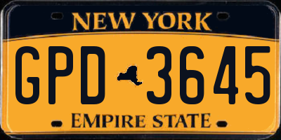 NY license plate GPD3645