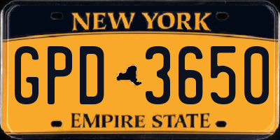 NY license plate GPD3650