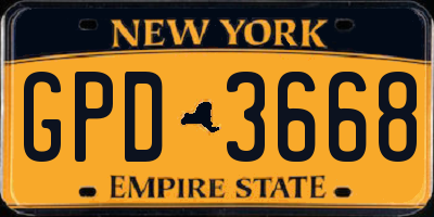 NY license plate GPD3668