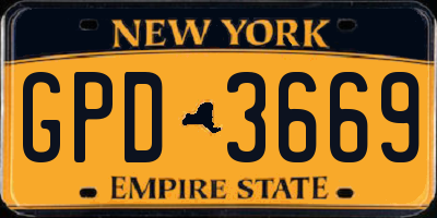 NY license plate GPD3669