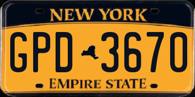 NY license plate GPD3670