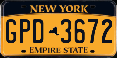 NY license plate GPD3672