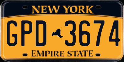 NY license plate GPD3674