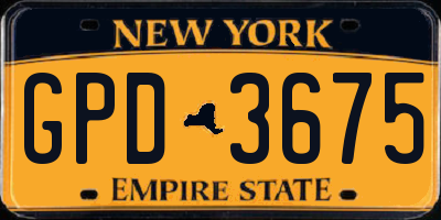 NY license plate GPD3675
