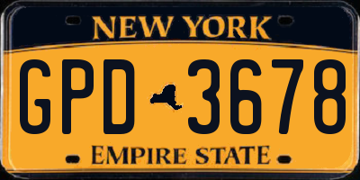 NY license plate GPD3678