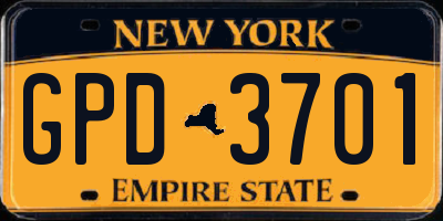 NY license plate GPD3701