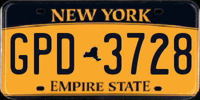 NY license plate GPD3728