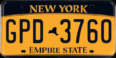 NY license plate GPD3760