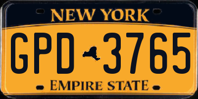 NY license plate GPD3765