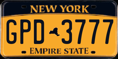 NY license plate GPD3777