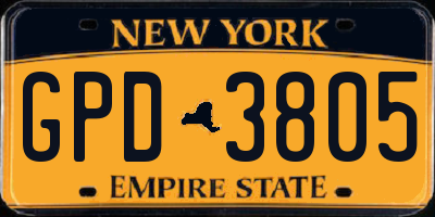 NY license plate GPD3805