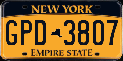 NY license plate GPD3807