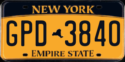 NY license plate GPD3840
