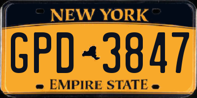 NY license plate GPD3847