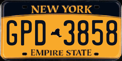 NY license plate GPD3858