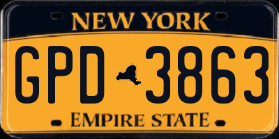 NY license plate GPD3863