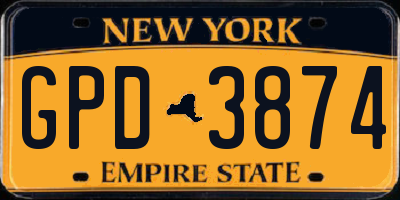 NY license plate GPD3874