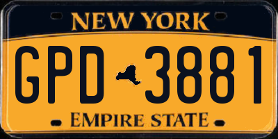 NY license plate GPD3881