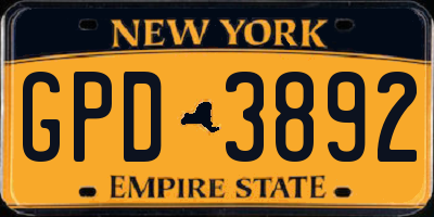 NY license plate GPD3892
