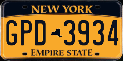 NY license plate GPD3934