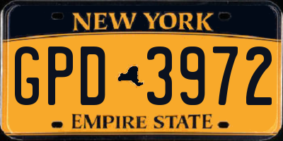 NY license plate GPD3972