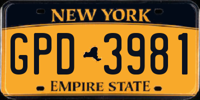 NY license plate GPD3981