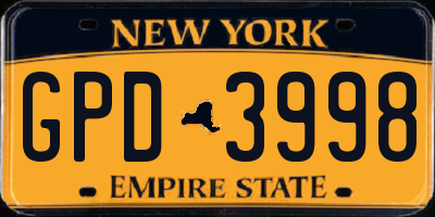 NY license plate GPD3998