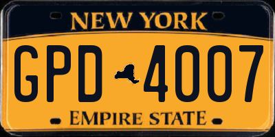 NY license plate GPD4007