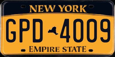 NY license plate GPD4009