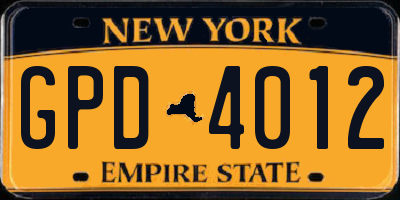 NY license plate GPD4012