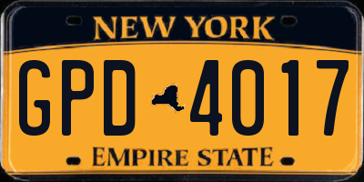 NY license plate GPD4017