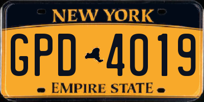 NY license plate GPD4019