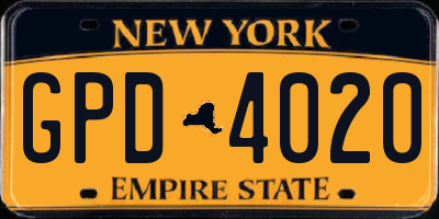 NY license plate GPD4020
