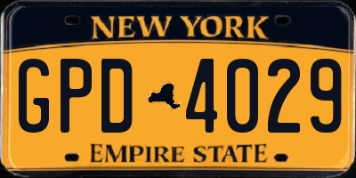 NY license plate GPD4029