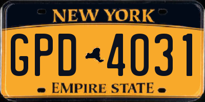 NY license plate GPD4031