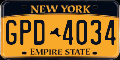NY license plate GPD4034