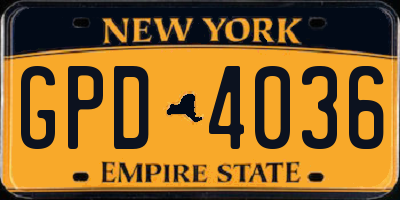 NY license plate GPD4036