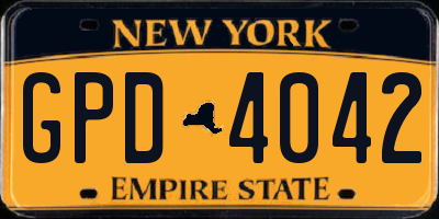 NY license plate GPD4042