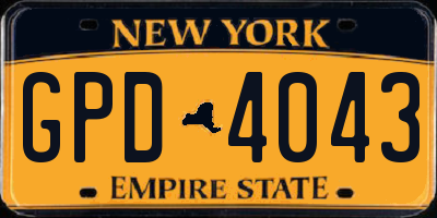 NY license plate GPD4043
