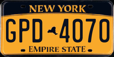 NY license plate GPD4070