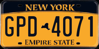 NY license plate GPD4071