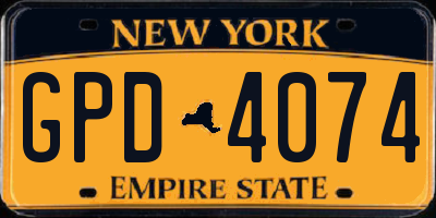 NY license plate GPD4074