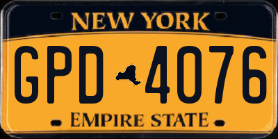 NY license plate GPD4076