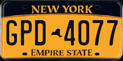 NY license plate GPD4077