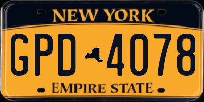 NY license plate GPD4078