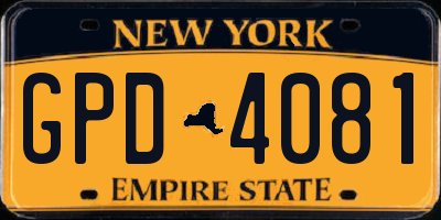 NY license plate GPD4081