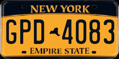 NY license plate GPD4083
