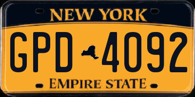 NY license plate GPD4092