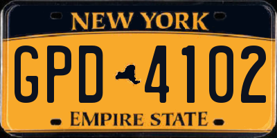 NY license plate GPD4102