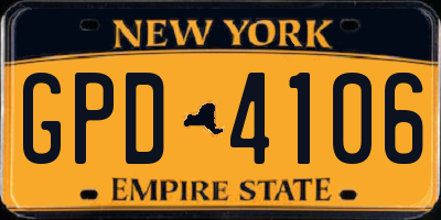NY license plate GPD4106